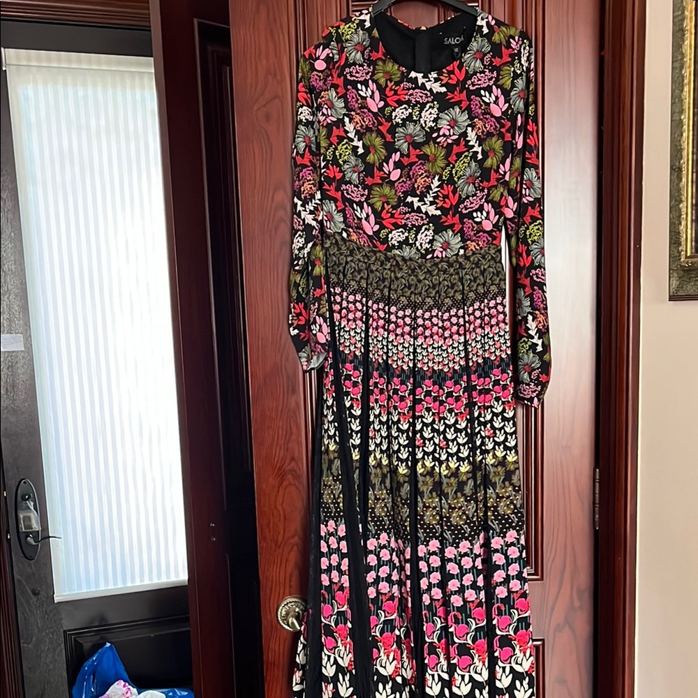 Salon Floral Long Sleeve Dress